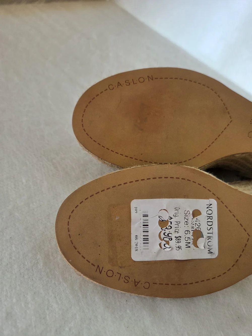 Nordstrom Taupe Gray Crisscross Espadrille Slingback Sandals Quality Leather